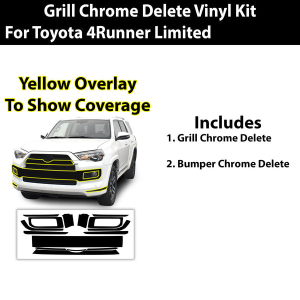 Vinyl Chrome Delete Wheel Sides Front Rear Bumper Trim Blackout Decal Stickers Overlay Film Fits Toyota 4Runner 2014 - 2024 - Bogar Tech Designs
