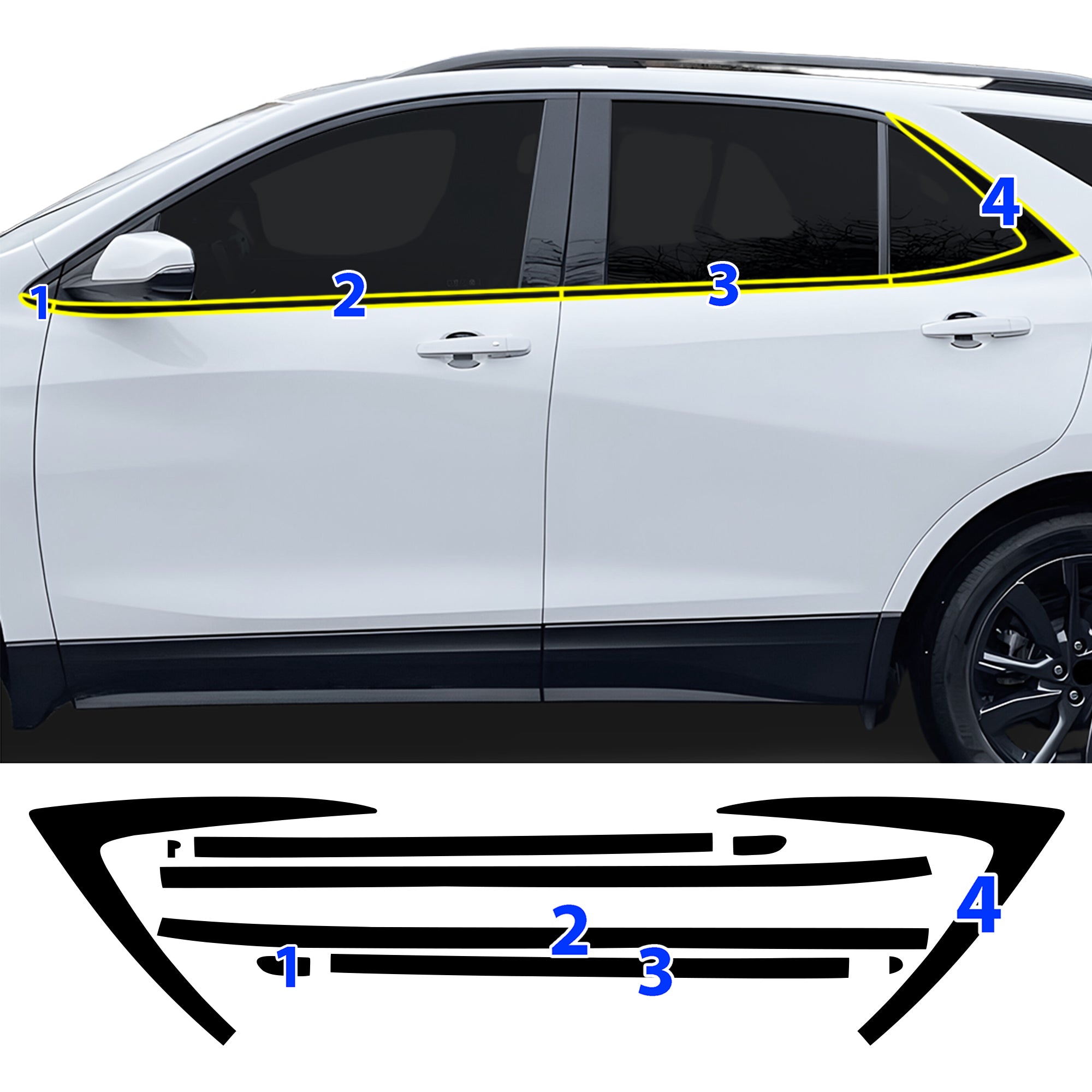 Chevy Equinox 2018-2024 Blackout Chrome Delete Kit - Precut Gloss Black Vinyl Overlays