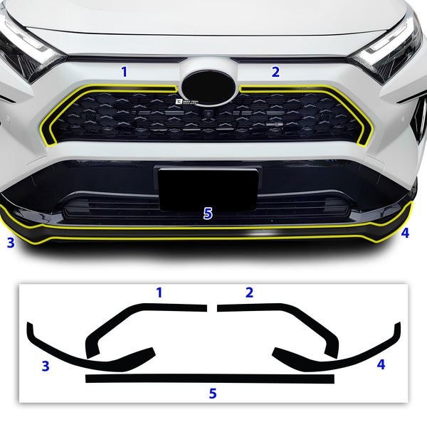 Vinyl Chrome Delete Grille Side Window Rear Wheel Blackout Decal Stickers Overlay Film Fits Toyota Rav4 2019 - 2025 - Bogar Tech Designs