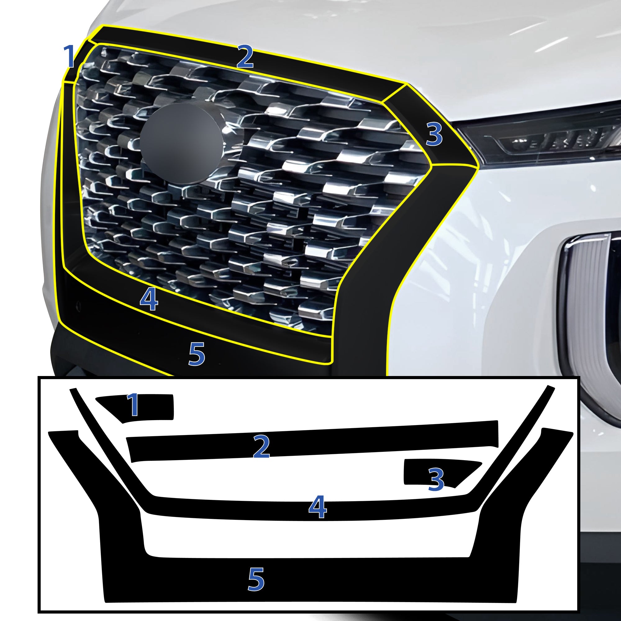 Side Window Skirt Vinyl Chrome Delete Trim Blackout Decal Stickers Overlay Film Fits Hyundai Palisade 2020 - 2025 - Bogar Tech Designs
