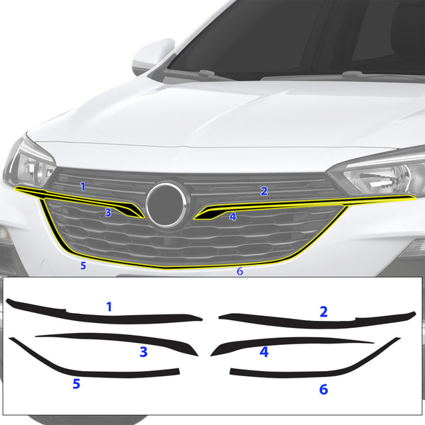 Buick Encore GX 2020-2026 Front Grille Blackout Chrome Delete Kit – Precut Gloss Black Vinyl Overlays