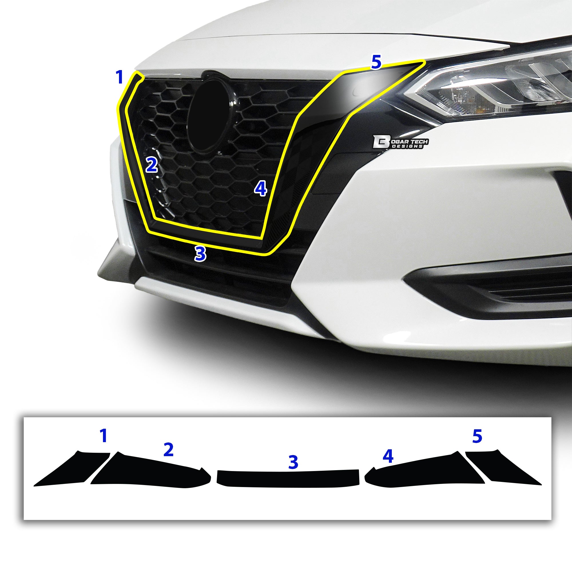 Nissan Sentra 2020-2025 Blackout Chrome Delete Kit - Precut Gloss