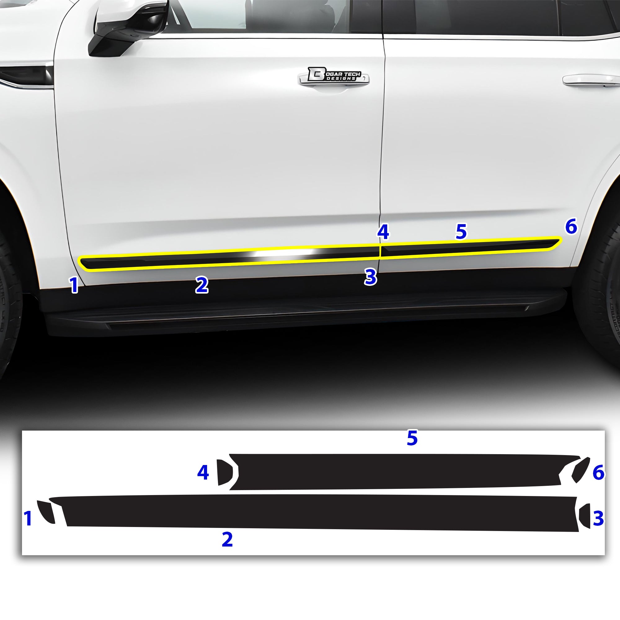 Vinyl Chrome Delete Grille Side Window Rear Blackout Decal Stickers Overlay Film Fits GMC Yukon 2021 - 2025 - Bogar Tech Designs
