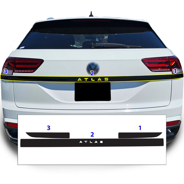 Vinyl Chrome Delete Grille Side Window Rear Blackout Decal Stickers Overlay Film Fits Volkswagen Atlas 2021-2025
