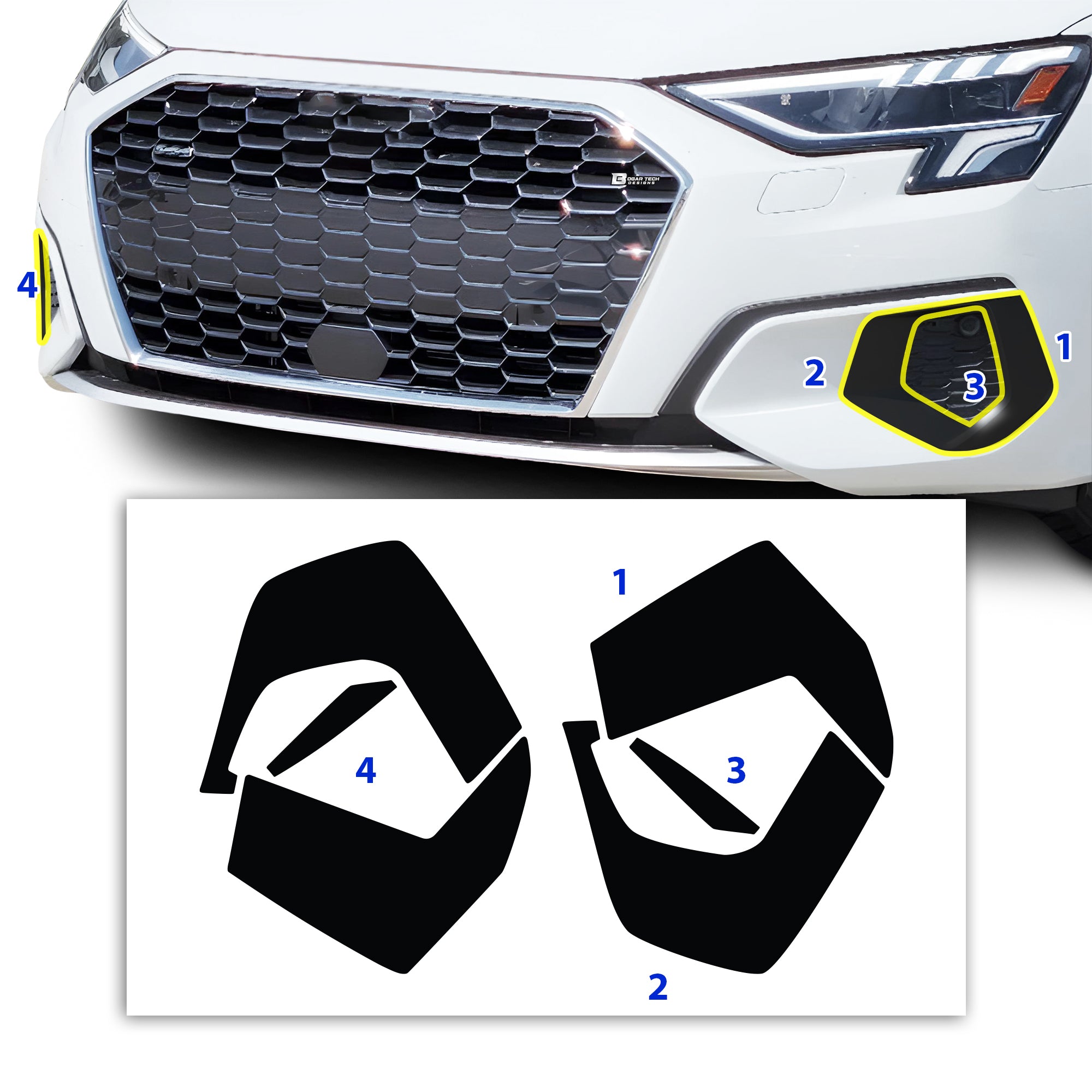 Vinyl Chrome Delete Grille Window Wheel Blackout Decal Stickers Overlay Film Fits Audi A3 2022 - 2025 - Bogar Tech Designs