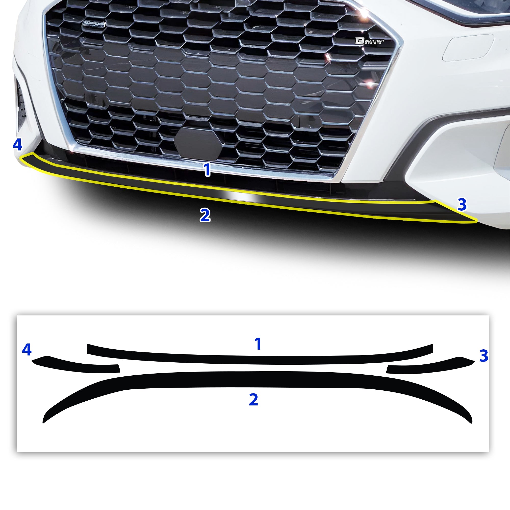 Vinyl Chrome Delete Grille Window Wheel Blackout Decal Stickers Overlay Film Fits Audi A3 2022 - 2025 - Bogar Tech Designs