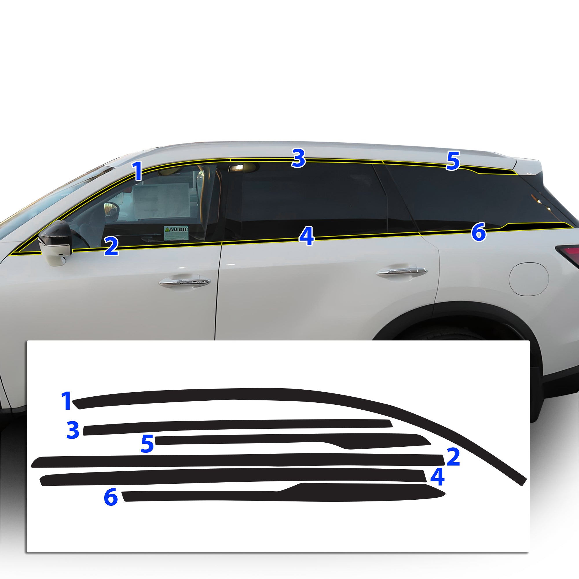 Infiniti QX60 2022-2026 Blackout Chrome Delete Kit - Precut Gloss Black Vinyl Overlays