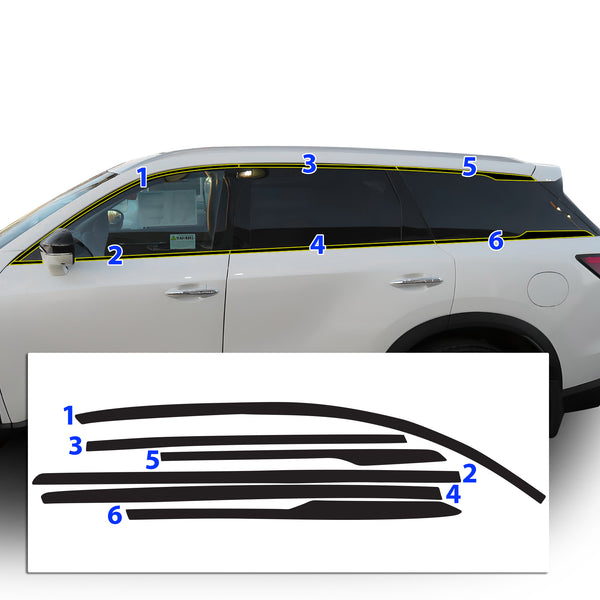 Vinyl Chrome Delete Grille Side Window Rear Blackout Decal Stickers Overlay Film Fits Infiniti QX60 2022-2025
