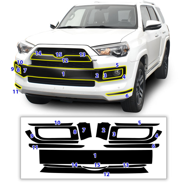 Vinyl Chrome Delete Wheel Sides Front Rear Bumper Trim Blackout Decal Stickers Overlay Film Fits Toyota 4Runner 2014 - 2024 - Bogar Tech Designs