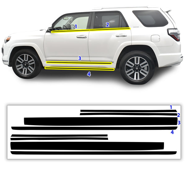 Vinyl Chrome Delete Wheel Sides Front Rear Bumper Trim Blackout Decal Stickers Overlay Film Fits Toyota 4Runner 2014 - 2024 - Bogar Tech Designs