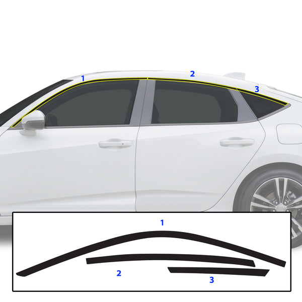Acura Integra 2023-2026 Window Trim Blackout Chrome Delete Kit – Precut Gloss Black Vinyl Overlays