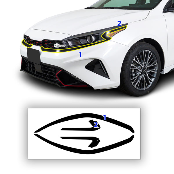 Vinyl Chrome Delete Wheel Front Bumper Grille Trim Blackout Decal Stickers Overlay Film Fits Kia Forte 2019-2024