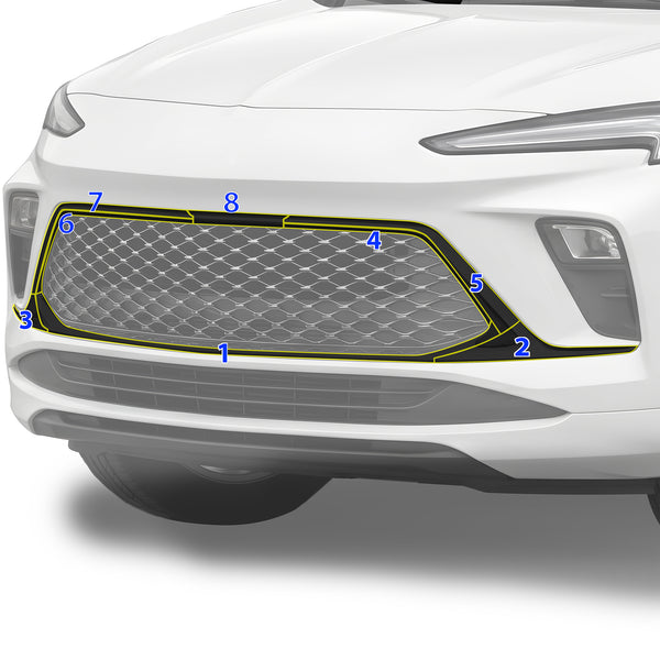Buick Encore GX 2020-2026 Front Grille Blackout Chrome Delete Kit – Precut Gloss Black Vinyl Overlays