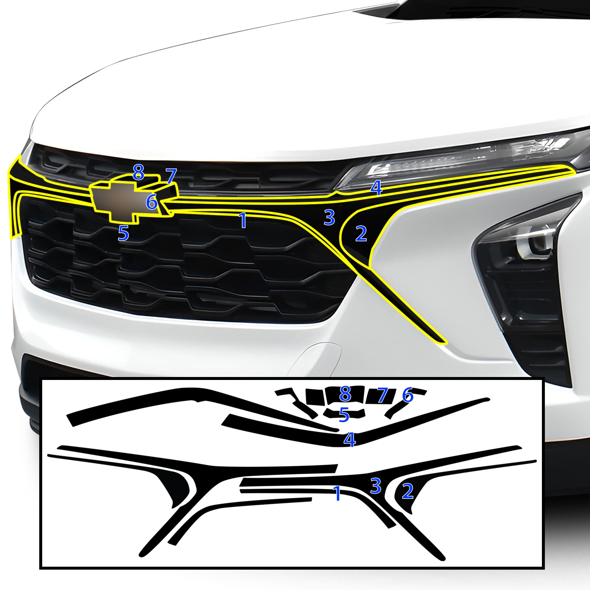 Chevy Trax 2024-2026 Blackout Chrome Delete Kit - Precut Gloss Black Vinyl Overlays