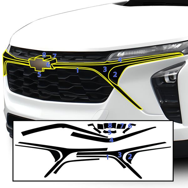 Vinyl Chrome Delete Front Grille Wheel Rim Blackout Decal Stickers Overlay Film Fits Chevrolet Trax 2024-2026