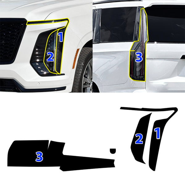 Fits Cadillac Escalade 2025-2026 Full Headlight Taillight Precut Smoked PPF Tint Kit Film Overlay