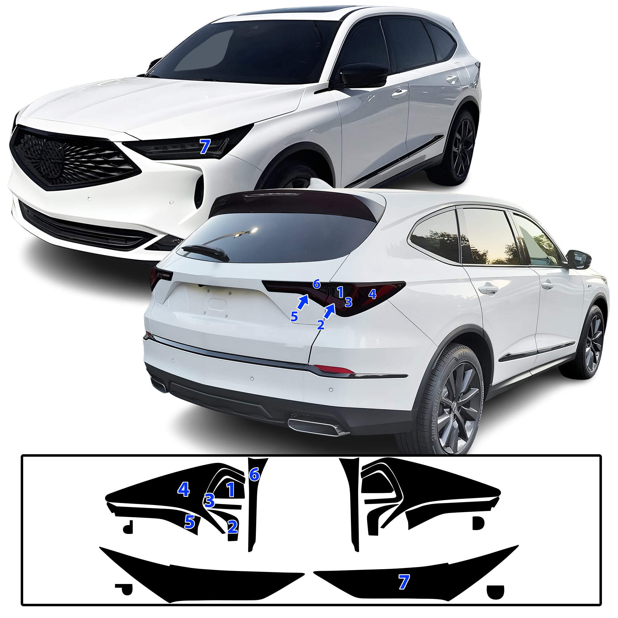 Acura MDX 2022–2026 Dark Smoke Headlight & Taillight Tint Kit – Precut Vinyl Lens Overlays