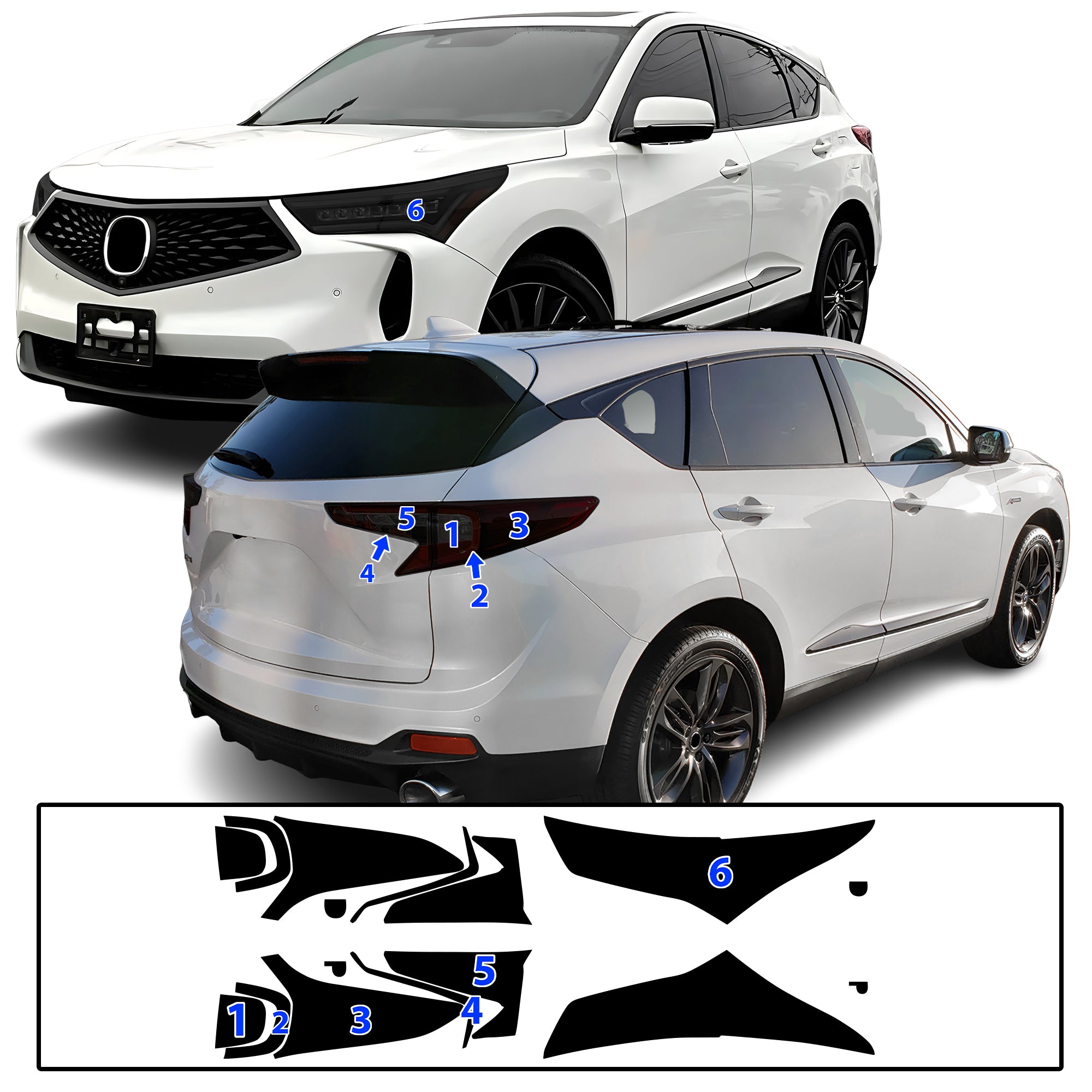 Acura RDX 2019–2026 Dark Smoke Headlight & Taillight Tint Kit – Precut Vinyl Lens Overlays
