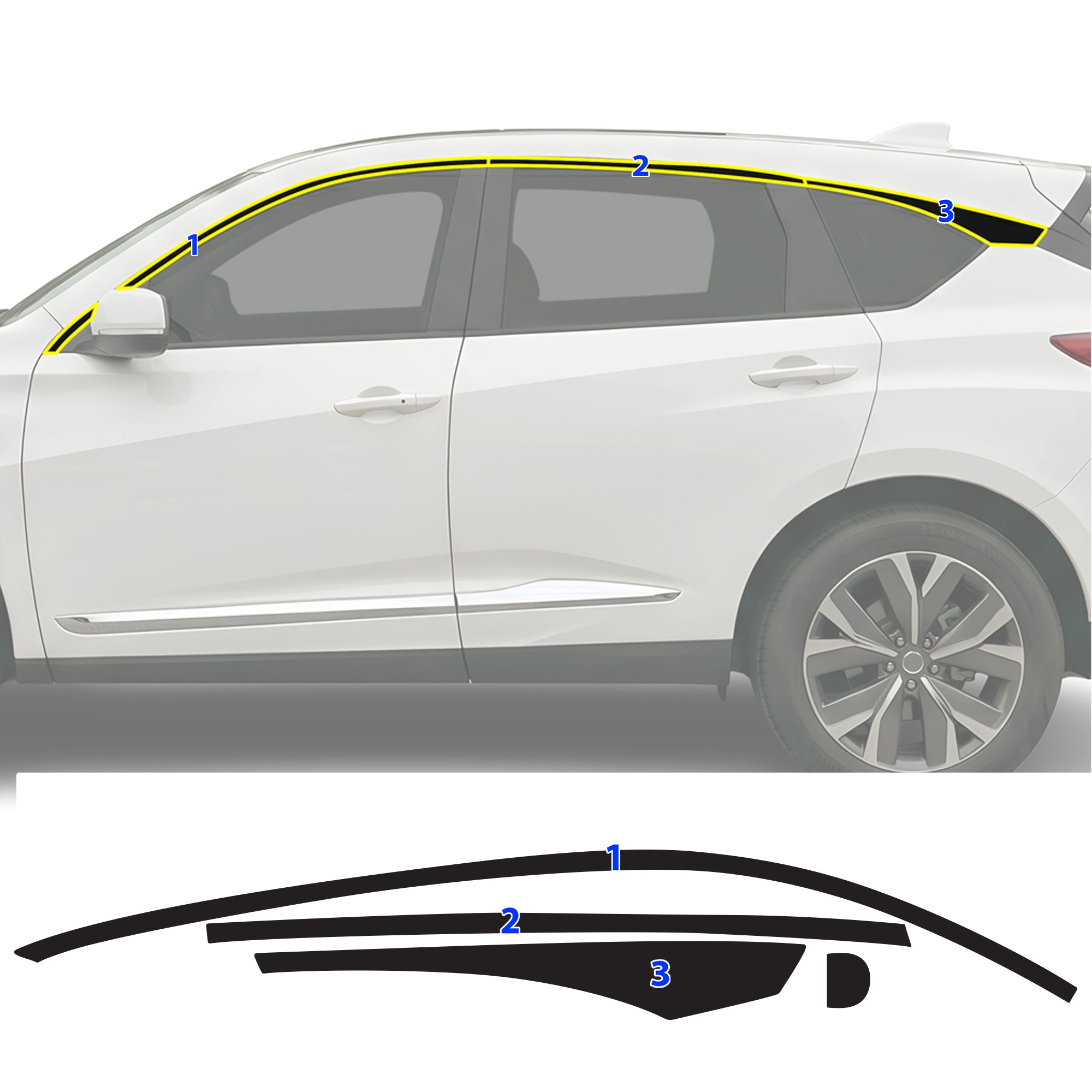 Acura RDX 2019-2026 Blackout Chrome Delete Kit - Precut Gloss Black Vinyl Overlays