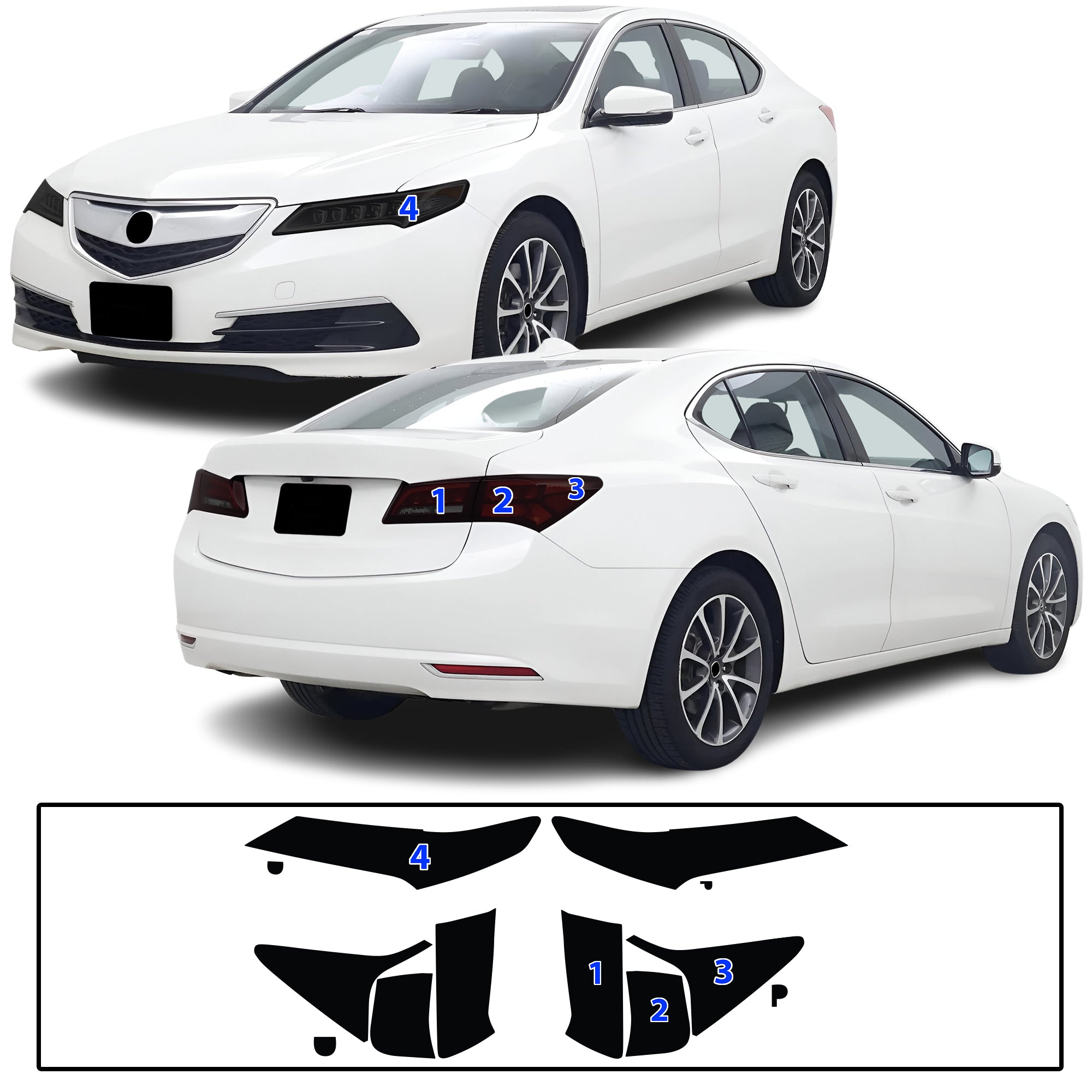 Acura TLX 2015–2020 Dark Smoke Headlight & Taillight Tint Kit – Precut Vinyl Lens Overlays