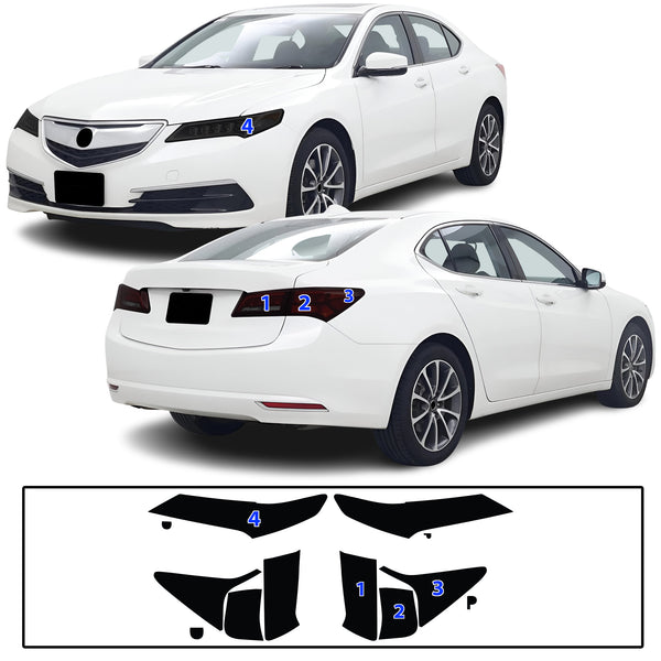 Full Headlight Taillight Precut Smoked PPF Tint Kit Film Overlay Fits Acura TLX 2015-2020