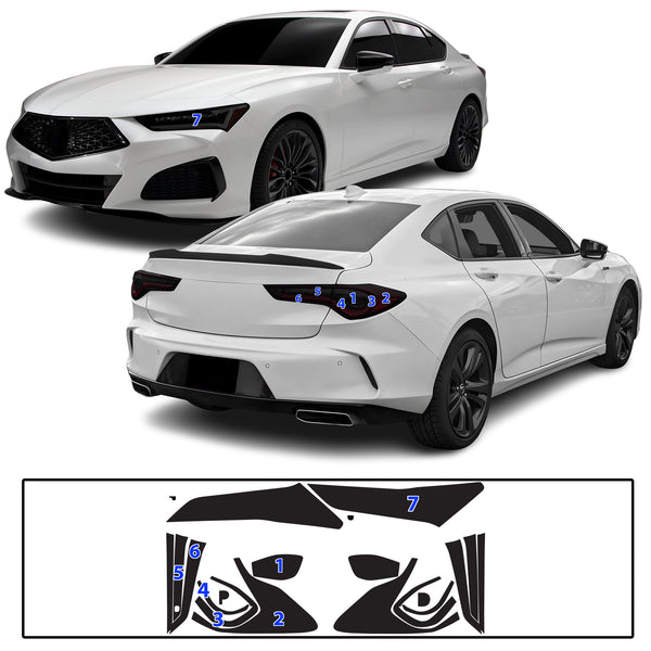 Fits Acura TLX 2021-2025 Full Headlight Taillight Precut Smoked PPF Tint Kit Overlay Film