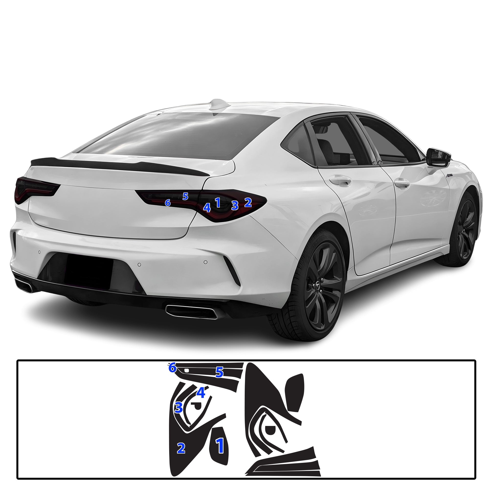Acura TLX 2021–2025 Dark Smoke Headlight & Taillight Tint Kit – Precut Vinyl Lens Overlays
