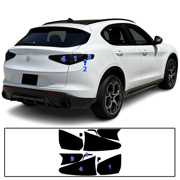 Full Headlight Taillight Precut Smoked PPF Tint Kit Film Overlay Fits Alfa Romeo Stelvio 2019-2025