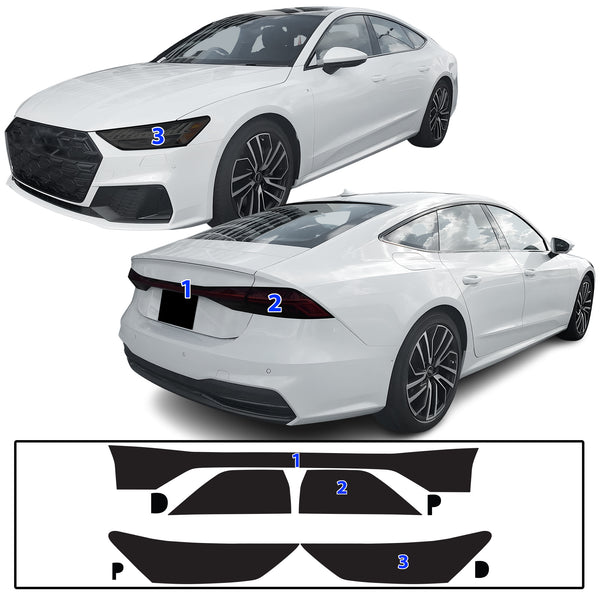 Full Headlight Taillight Precut Smoked PPF Tint Kit Film Overlay Fits Audi S7 A7 Sportback 2019-2024