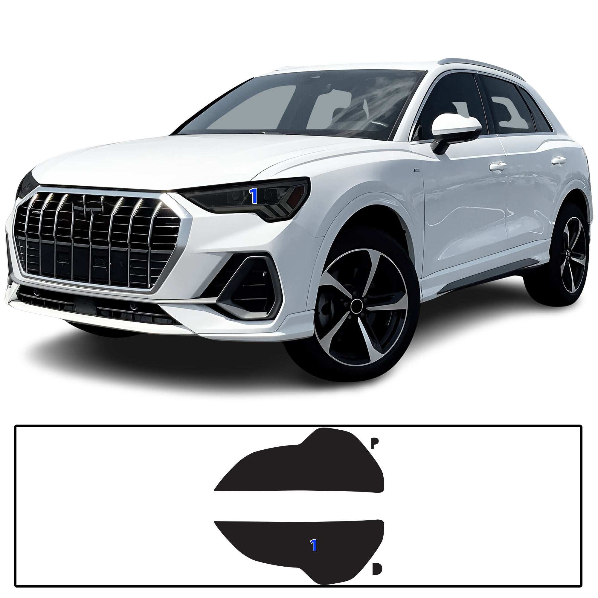 Audi Q3 2019–2025 Dark Smoke Headlight & Taillight Tint Kit – Precut Vinyl Lens Overlays