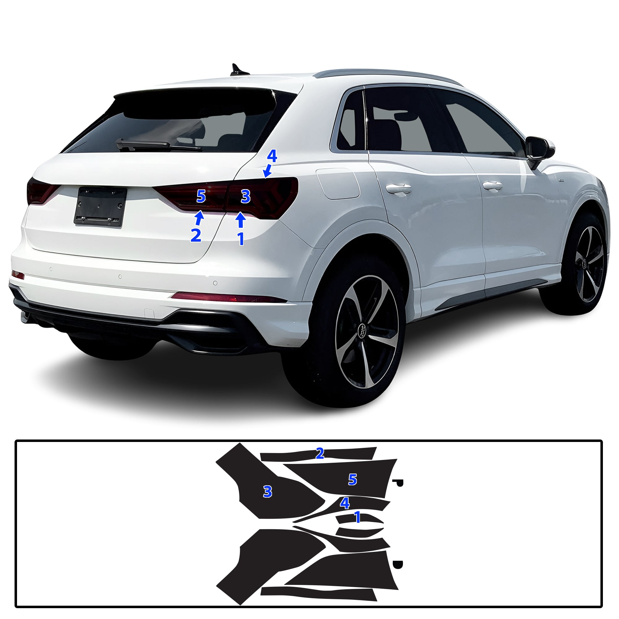 Audi Q3 2019–2025 Dark Smoke Headlight & Taillight Tint Kit – Precut Vinyl Lens Overlays