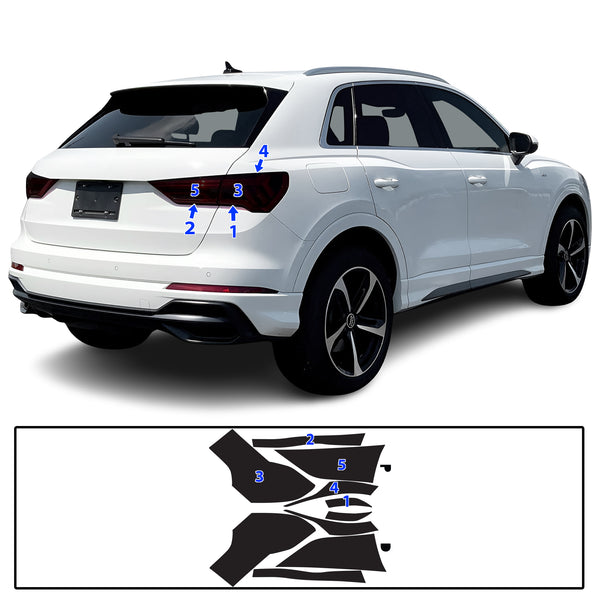 Full Headlight Taillight Precut Smoked PPF Tint Kit Film Overlay Fits Audi Q3 2019-2025