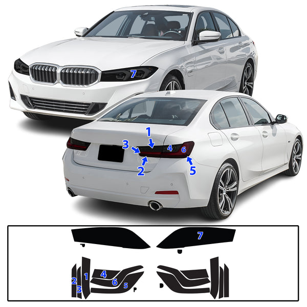 Full Headlight Taillight Precut Smoked PPF Tint Kit Film Overlay Fits BMW 3 Series 2019-2025