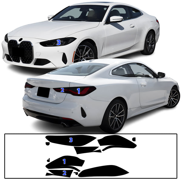 Full Headlight Taillight Precut Smoked PPF Tint Kit Film Overlay Fits BMW 4 Series 2021-2025