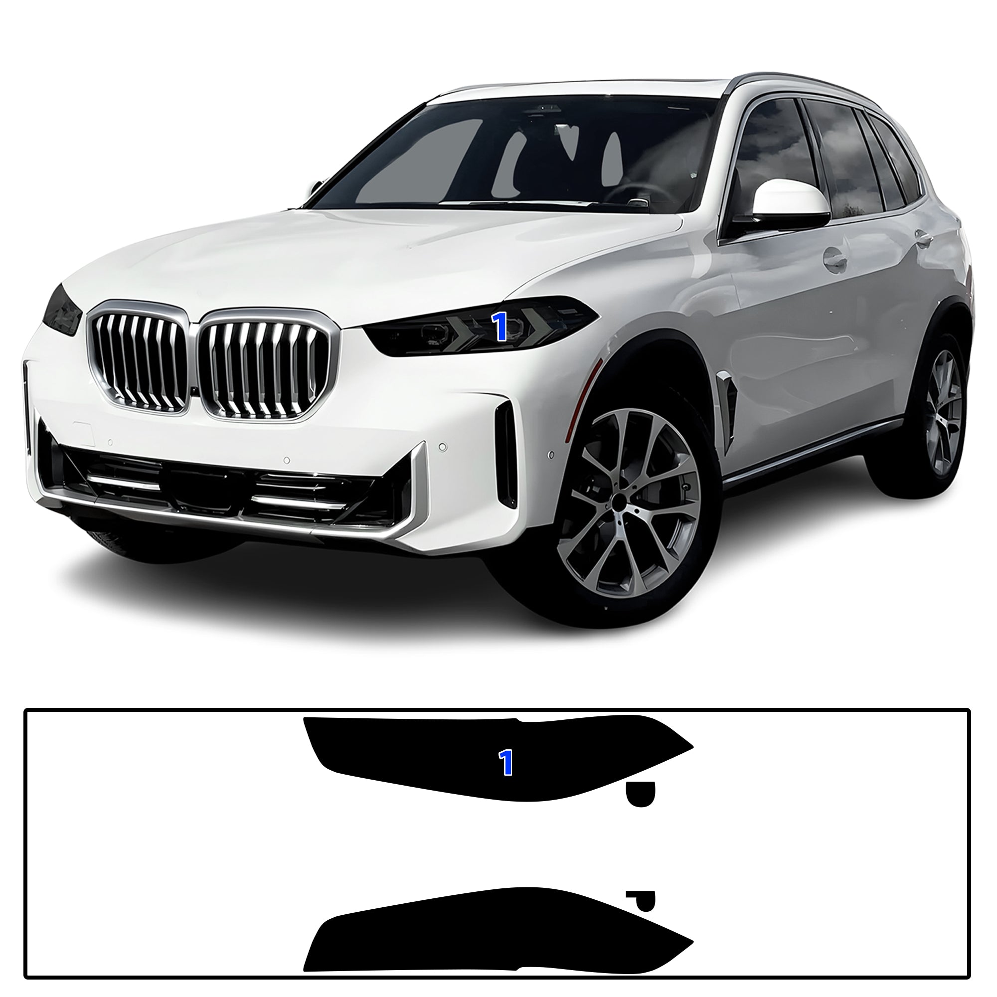 BMW X5 2024–2026 Dark Smoke Headlight & Taillight Tint Kit – Precut Vinyl Lens Overlays
