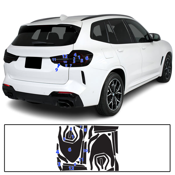Full Headlight Taillight Precut Smoked PPF Tint Kit Film Overlay Fits BMW X3 2022-2024