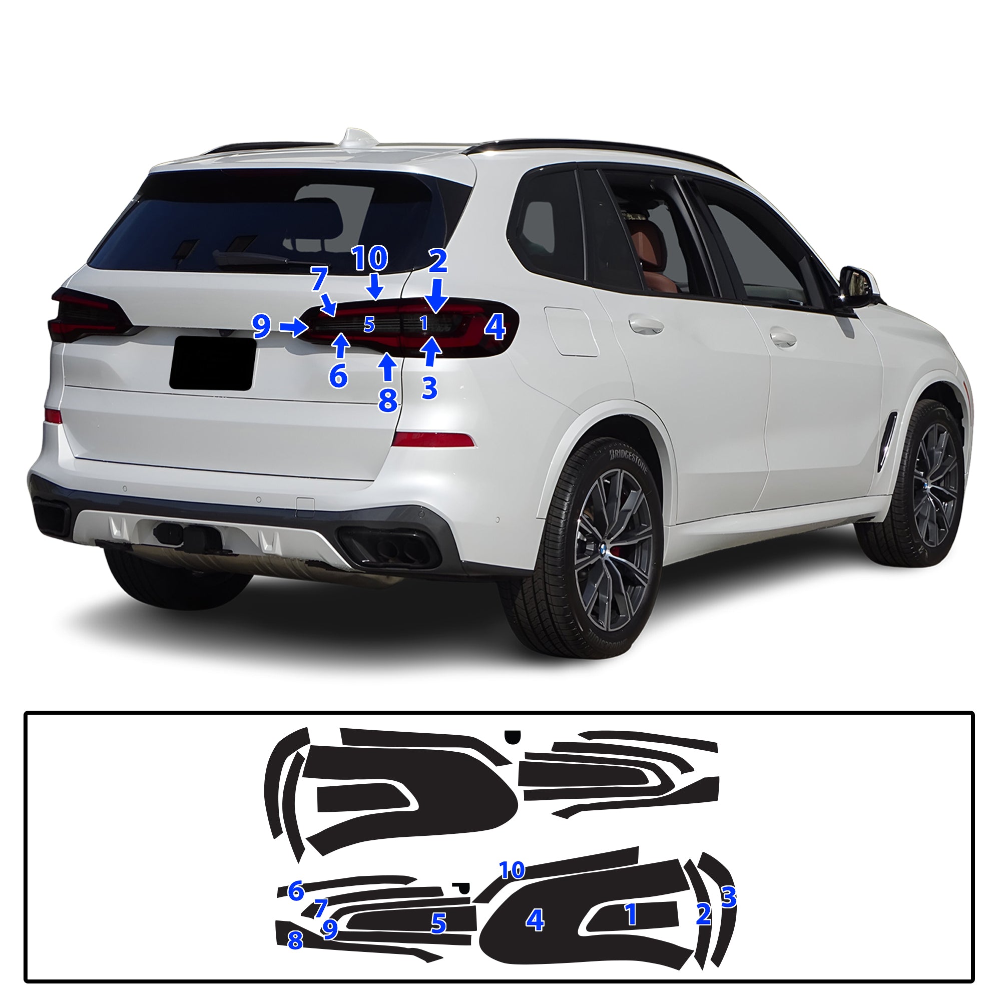 BMW X5 2019–2023 Dark Smoke Headlight & Taillight Tint Kit – Precut Vinyl Lens Overlays