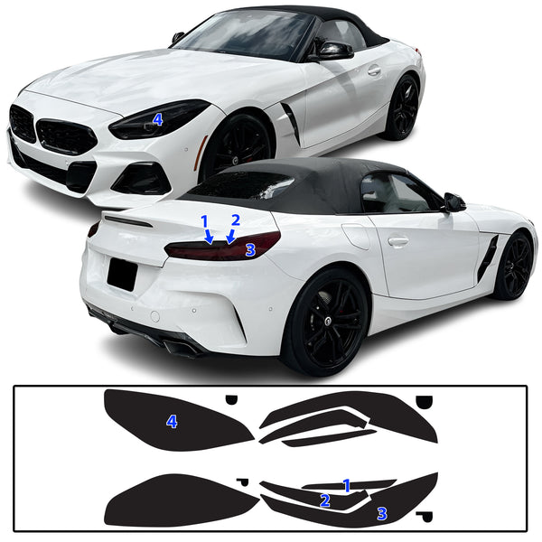 Full Headlight Taillight Precut Smoked PPF Tint Kit Film Overlay Fits BMW Z4 2019-2024