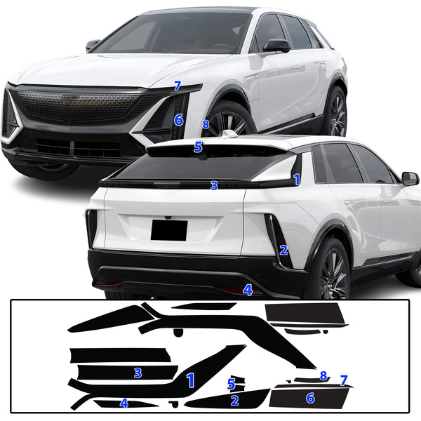 Full Headlight Taillight Precut Smoked PPF Tint Kit Film Overlay Fits Cadillac Lyriq 2023-2025