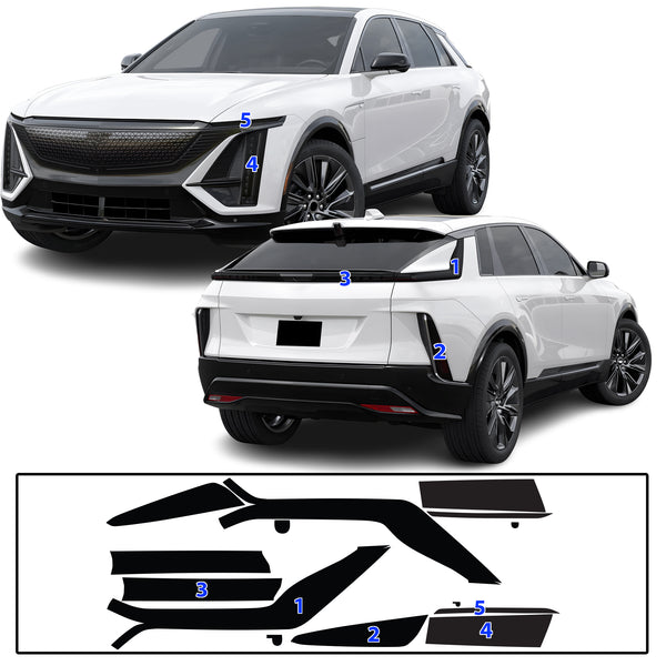 Full Headlight Taillight Precut Smoked PPF Tint Kit Film Overlay Fits Cadillac Lyriq 2023-2025