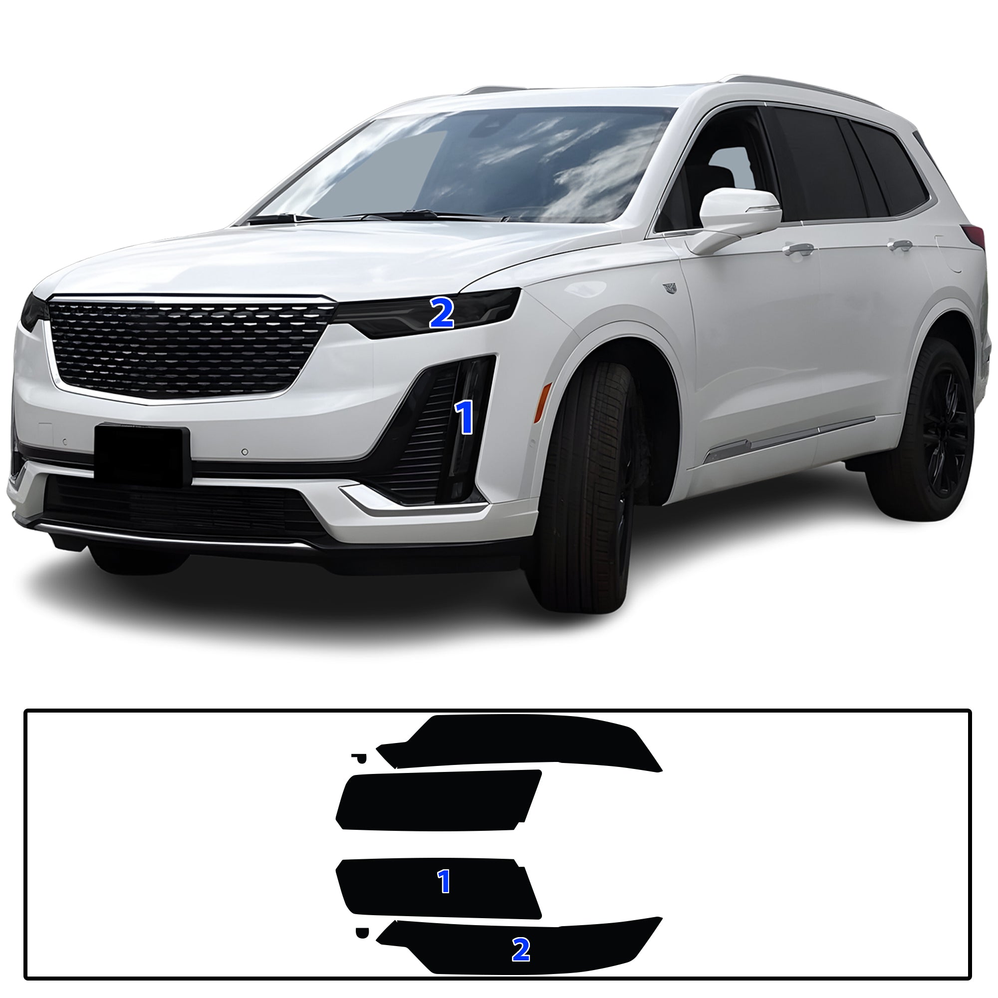 Cadillac XT6 2020–2025 Dark Smoke Headlight & Taillight Tint Kit – Precut Vinyl Lens Overlays