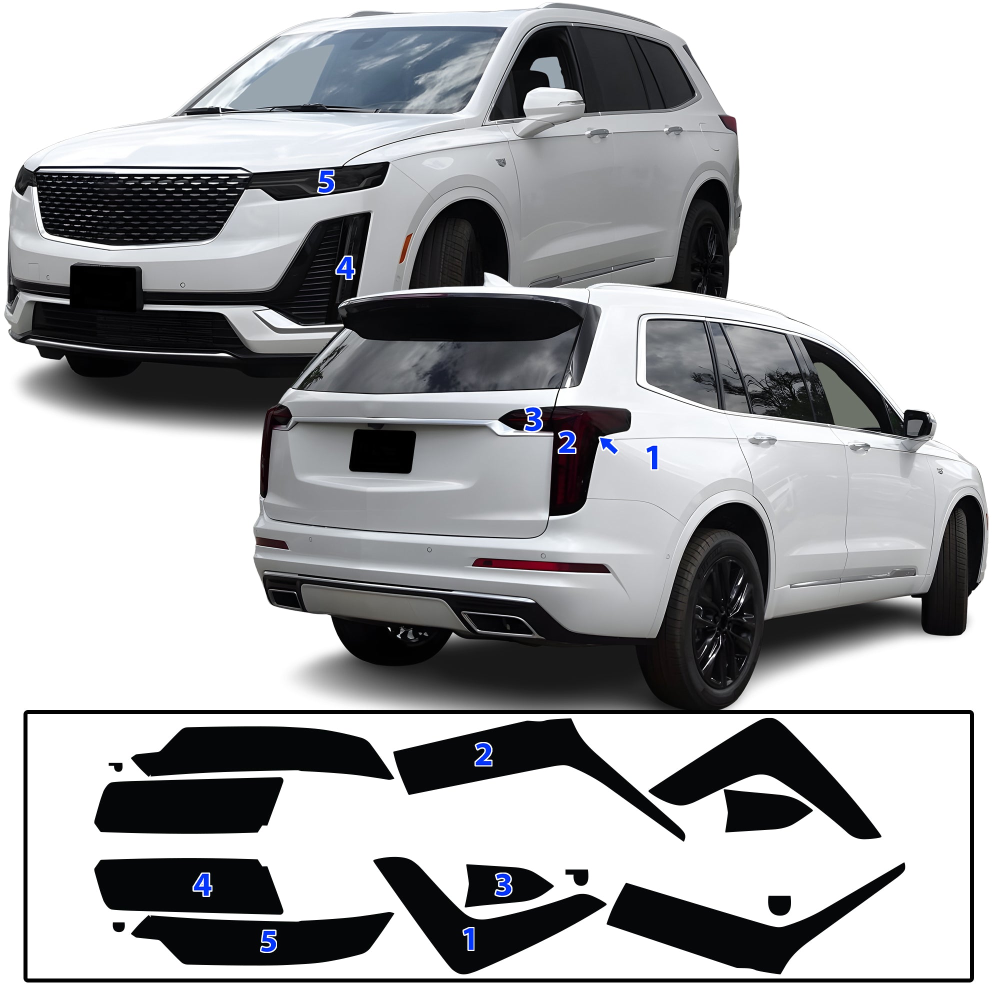 Cadillac XT6 2020–2025 Dark Smoke Headlight & Taillight Tint Kit – Precut Vinyl Lens Overlays