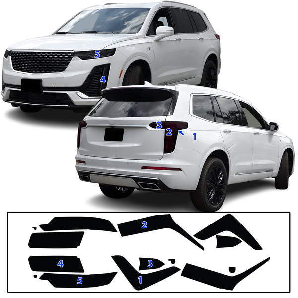 Full Headlight Taillight Precut Smoked PPF Tint Kit Film Overlay Fits Cadillac XT6 2020-2025