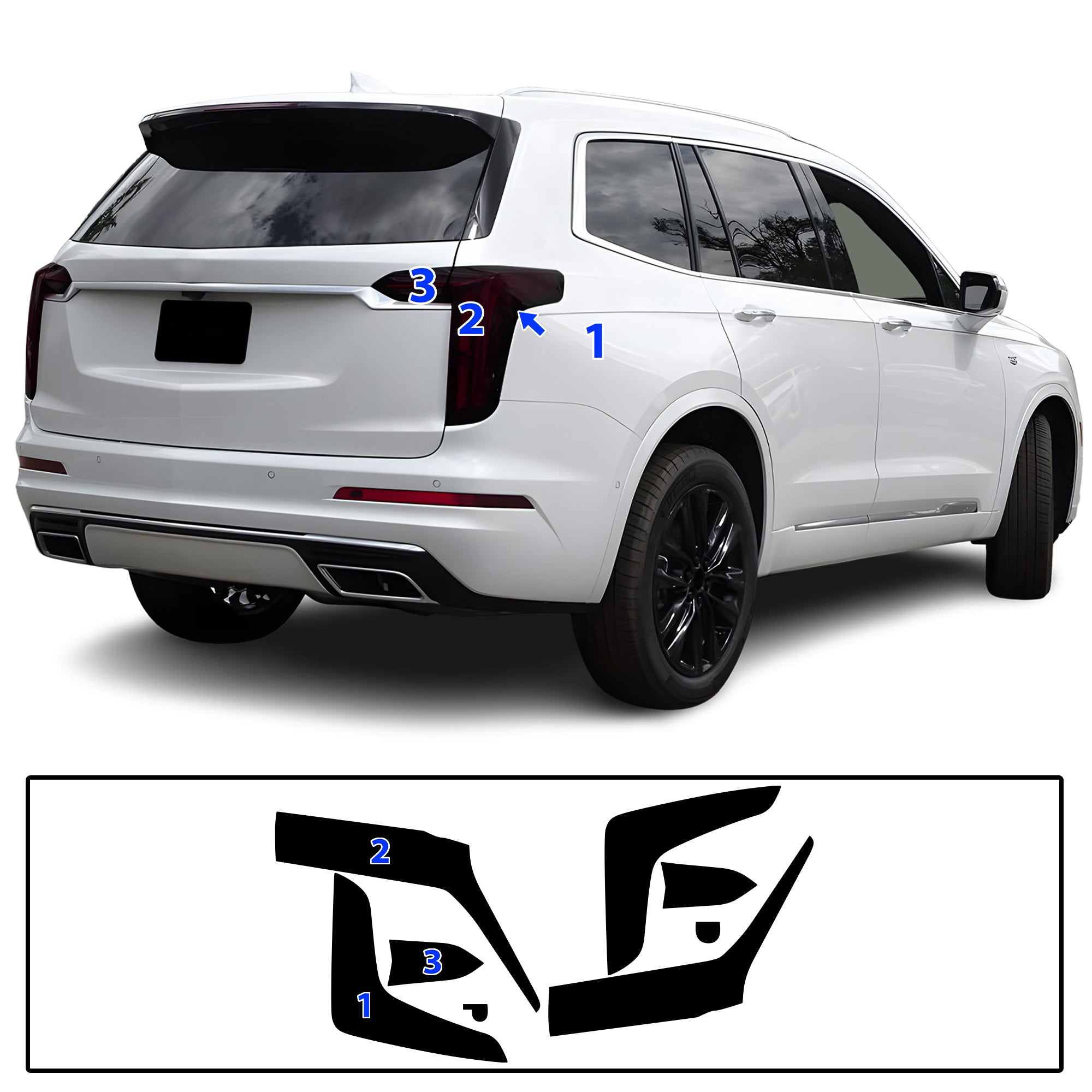 Cadillac XT6 2020–2025 Dark Smoke Headlight & Taillight Tint Kit – Precut Vinyl Lens Overlays