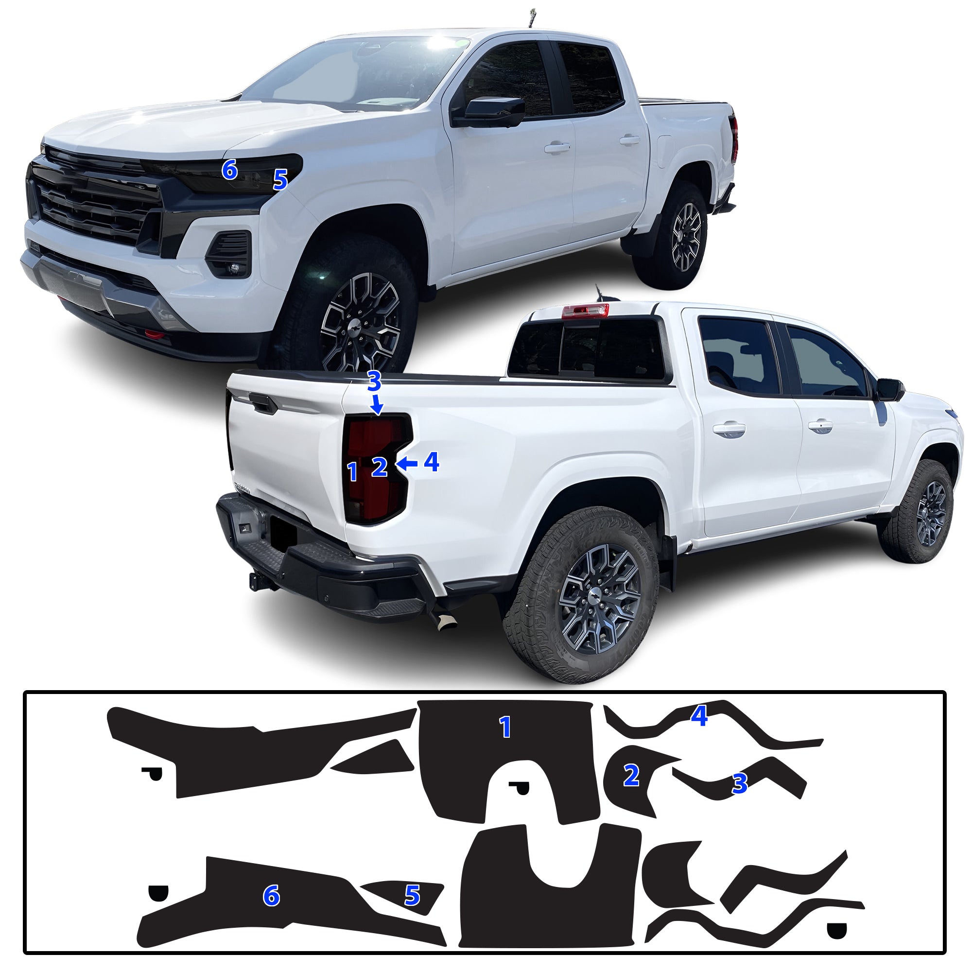 Chevy Colorado 2023–2026 Dark Smoke Headlight & Taillight Tint Kit – Precut Vinyl Lens Overlays