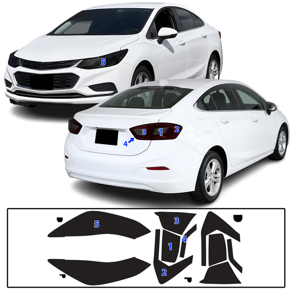 Full Headlight Taillight Precut Smoked PPF Tint Kit Film Overlay Fits Chevrolet Cruze 2016-2019