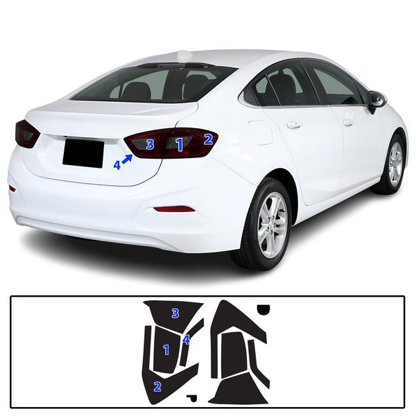 Full Headlight Taillight Precut Smoked PPF Tint Kit Film Overlay Fits Chevrolet Cruze 2016-2019