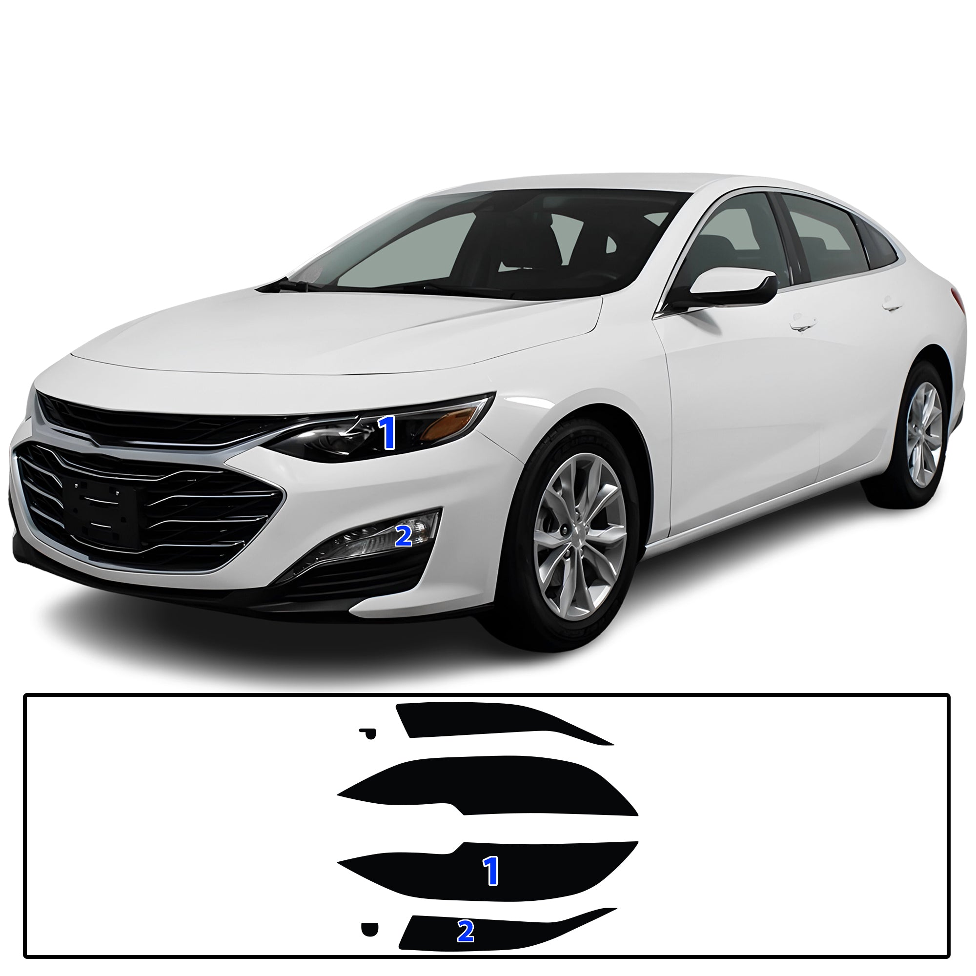 Full Headlight Taillight Precut Smoked PPF Tint Kit Film Overlay Fits Chevy Malibu 2016-2025