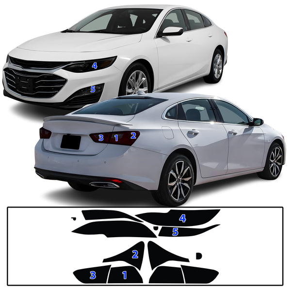 Full Headlight Taillight Precut Smoked PPF Tint Kit Film Overlay Fits Chevy Malibu 2016-2025