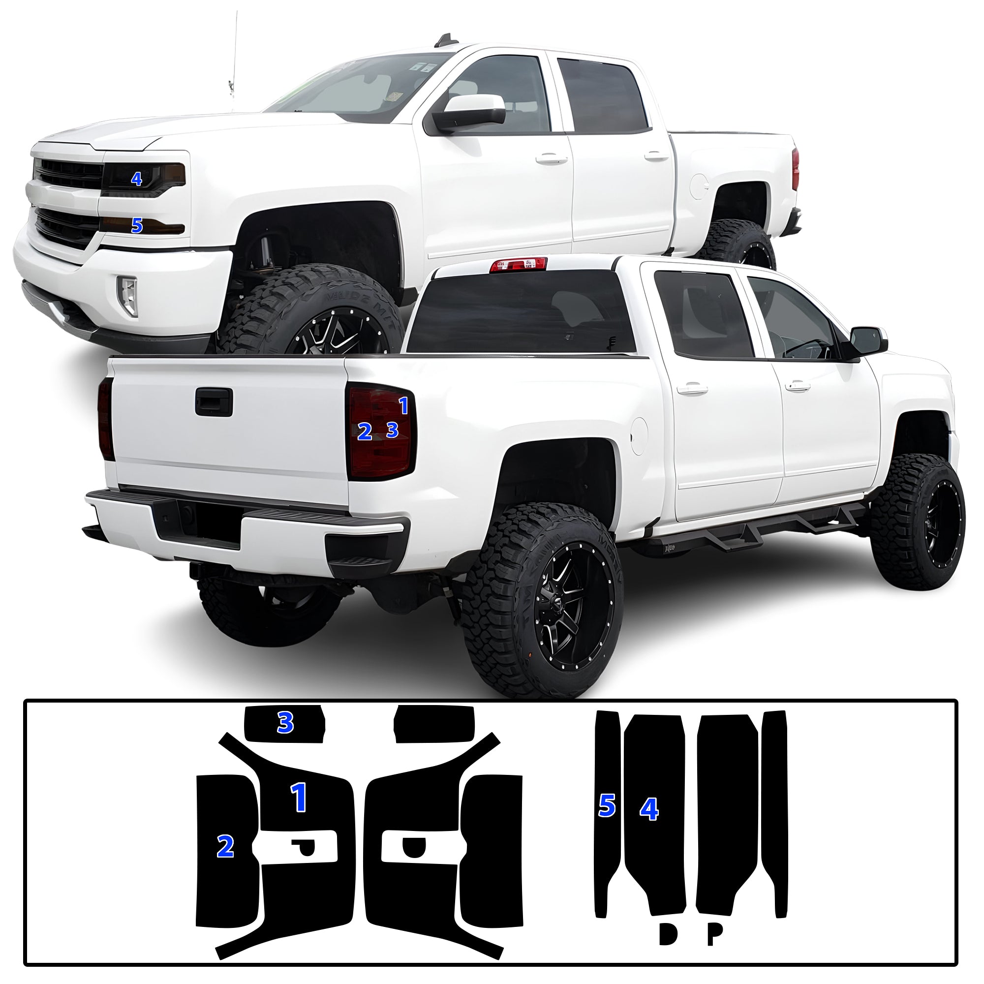 Chevy Silverado 2016–2018 Dark Smoke Headlight & Taillight Tint Kit – Precut Vinyl Lens Overlays